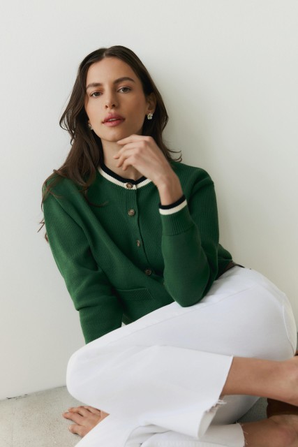 Cardigan Fiocco Erba - Damski cardigan z jedwabiem