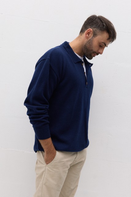 Sweter męski Polo z wełny merynosa