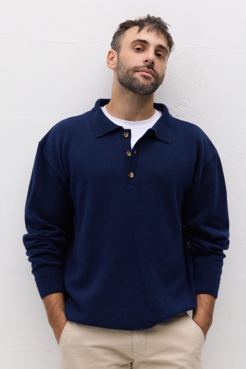 Sweter męski Polo z wełny merynosa Sweter męski Polo z wełny merynosa