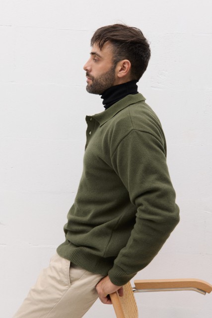 Sweter męski Polo z wełny merynosa