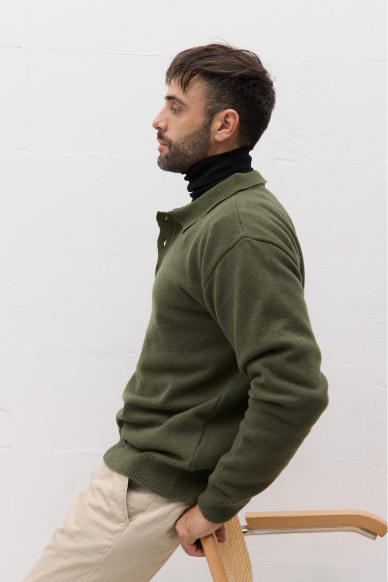 Sweter męski Polo z wełny merynosa Sweter męski Polo z wełny merynosa
