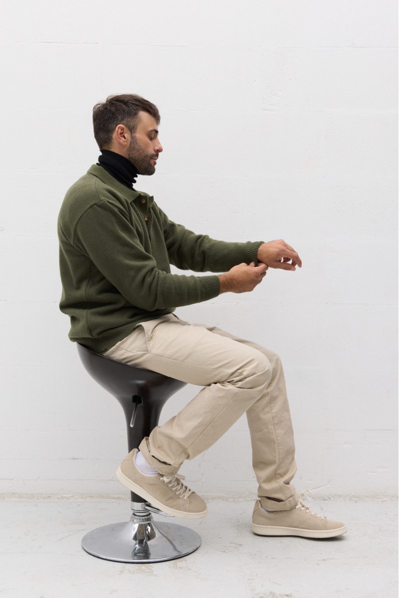 Sweter męski Polo z wełny merynosa Sweter męski Polo z wełny merynosa