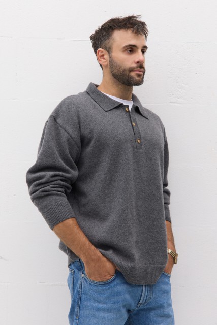 Sweter męski Polo z wełny merynosa
