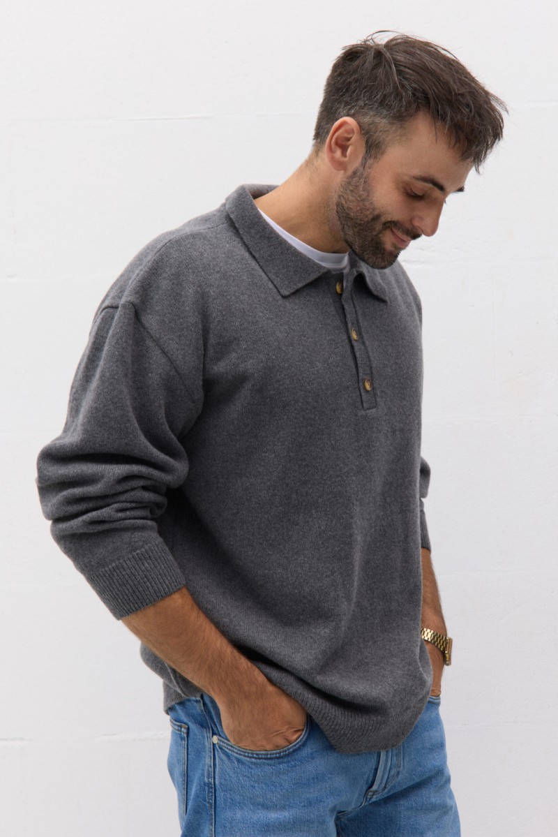 Sweter męski Polo z wełny merynosa