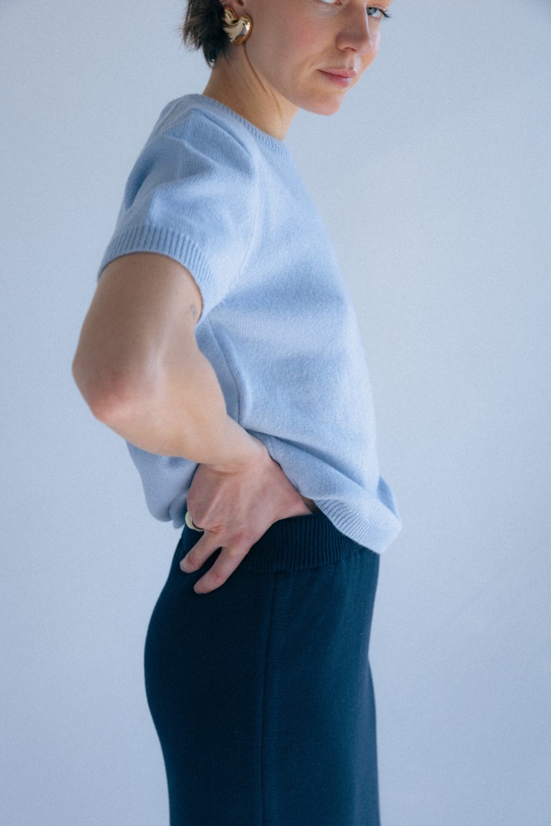 Sweter z krótkim rękawem damski z kaszmirem Sweter z krótkim rękawem damski z kaszmirem