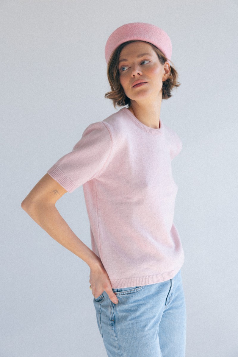 Sweter z krótkim rękawem damski z kaszmirem Sweter z krótkim rękawem damski z kaszmirem