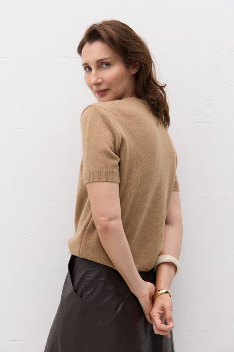 Sweter z krótkim rękawem damski z kaszmirem Sweter z krótkim rękawem damski z kaszmirem