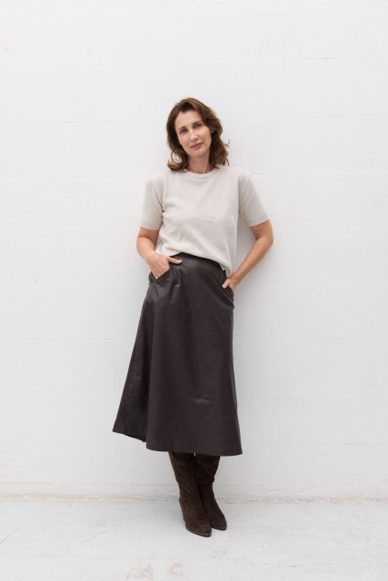 Sweter z krótkim rękawem damski z kaszmirem