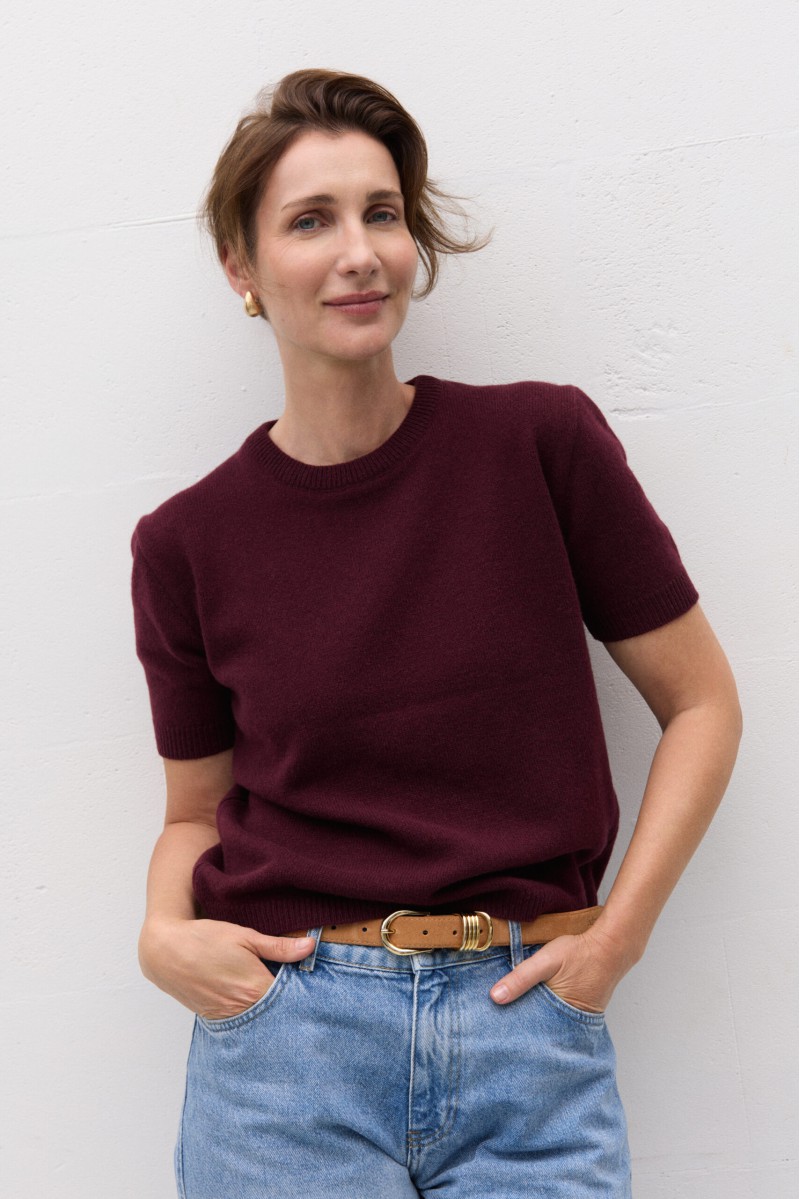 Sweter z krótkim rękawem damski z kaszmirem Sweter z krótkim rękawem damski z kaszmirem