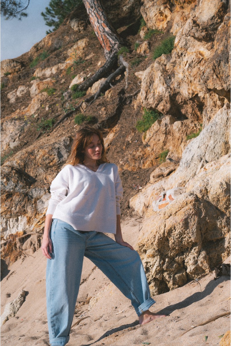 Bianca - Bluza damska z wełny merino z kaszmirem