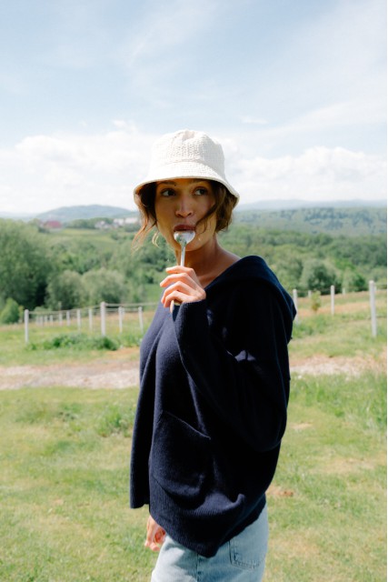 Bianca - Bluza damska z wełny merino z kaszmirem