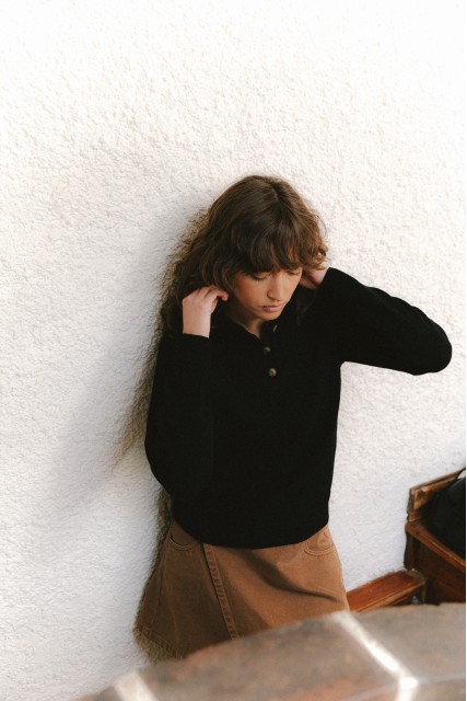 Sweter polo Gia Nero - Damski sweter polo z kaszmirem
