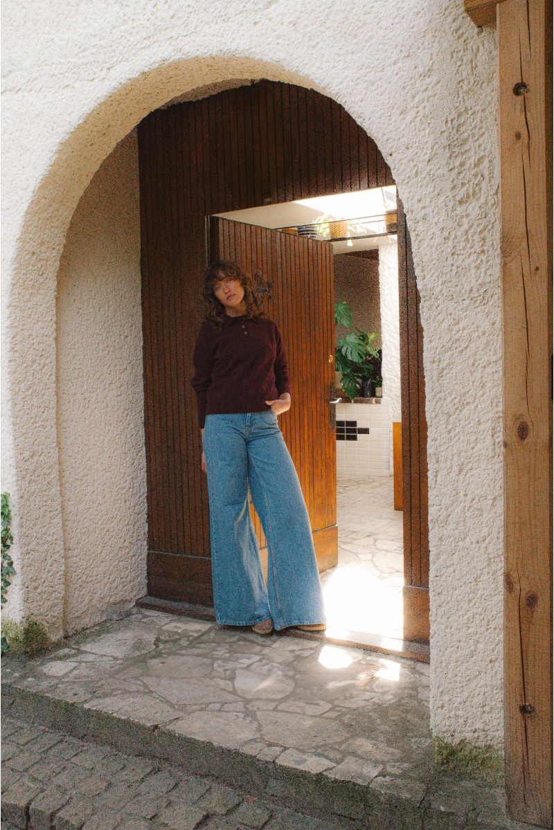 Sweter polo Gia Amarena - Damski sweter polo z kaszmirem